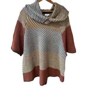 Oversized Cowl Neck Striped Sweater Top